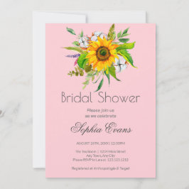 Eenvoudige zonnebloem en roze Vrijgezellenfeest Kaart