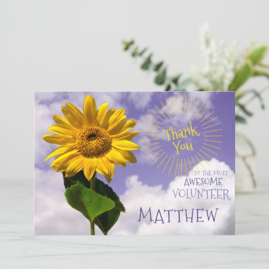 Eenvoudige zonnebloem- en zonnestralen Bedankt Rus (Staand voorkant)