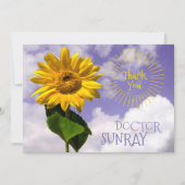 Eenvoudige Zonnebloem en Zonnestralen Dank Rustiek Bedankkaart (Voorkant)