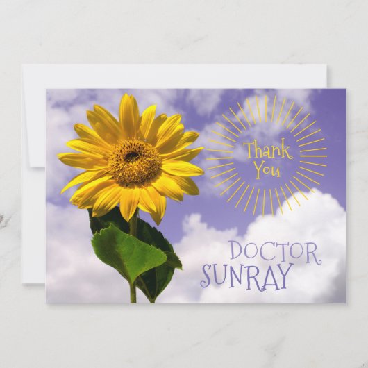 Eenvoudige Zonnebloem en Zonnestralen Dank Rustiek Bedankkaart (Voorkant)