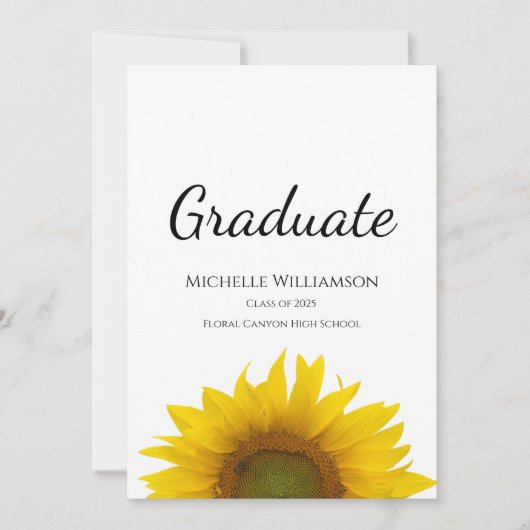 Eenvoudige Zonnebloem Klasse van 2025 Afstuderen Aankondiging (Voorkant)
