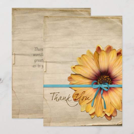 Eenvoudige zonnebloem Natuurlijke Organische Bedan Bedankkaart (Voorkant / Achterkant)