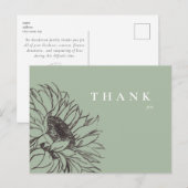 Eenvoudige zonnebloem salie begrafenis dank u briefkaart (Voorkant / Achterkant)