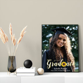 Eenvoudige Zonnebloem Script Afstuderen Foto Poster