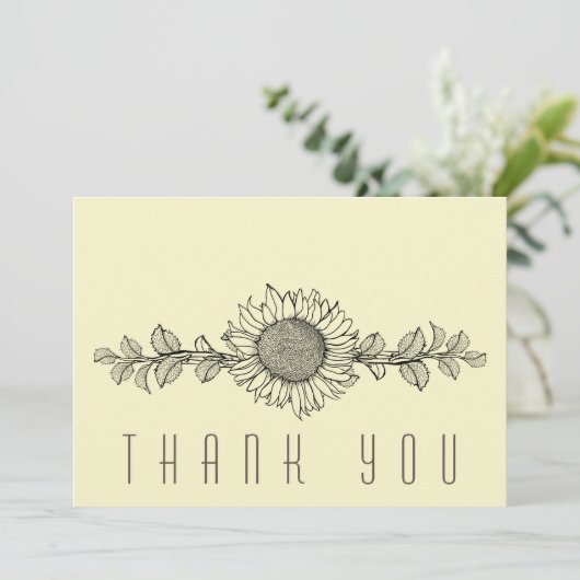 Eenvoudige Zonnebloem Viering van het Leven Dank U Bedankkaart (Staand voorkant)