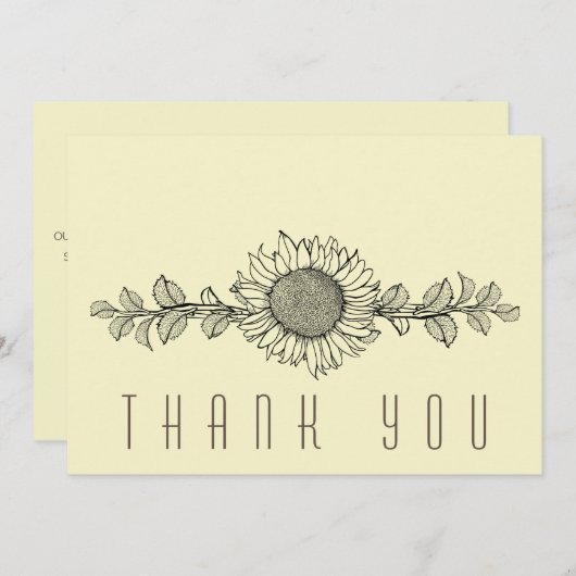 Eenvoudige Zonnebloem Viering van het Leven Dank U Bedankkaart (Voorkant / Achterkant)
