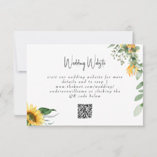 Eenvoudige Zonnebloem Weduwen QR Code Website RSVP Kaartje