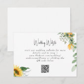 Eenvoudige Zonnebloem Weduwen QR Code Website RSVP Kaartje (Voorkant / Achterkant)