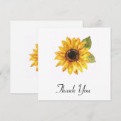 Eenvoudige Zonnebloem Zonnebloem Waterverf Bedankkaart (Voorkant / Achterkant)