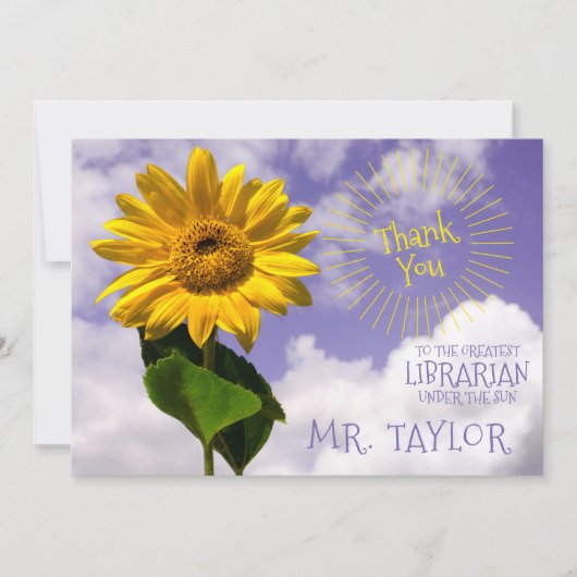 Eenvoudige Zonnebloem & Zonnestralen Bedankt Lande (Voorkant)