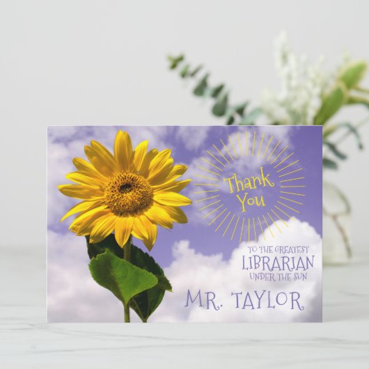 Eenvoudige Zonnebloem & Zonnestralen Bedankt Lande (Staand voorkant)