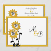 Eenvoudige zonnebloemen monogram bruiloft uitnodig kaart (Voorkant / Achterkant)