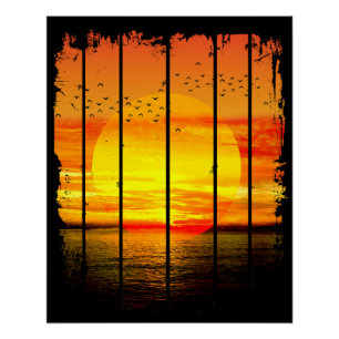 EENVOUDIGE ZONSONDERGANG OCEAAN PERFECT POSTER