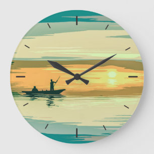 Eenvoudige zonsopkomst Vissen kunst  Wandsluiting Grote Klok