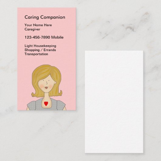 Eenvoudige Zorgverlener Leuke Visitekaartjes (Voorkant / Achterkant)