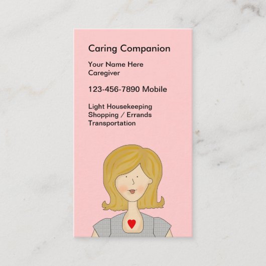 Eenvoudige Zorgverlener Leuke Visitekaartjes (Voorkant)