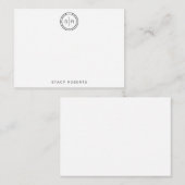 Eenvoudige zwart 2 Initiaal cirkel Monogrammed Notitiekaartje (Voorkant / Achterkant)