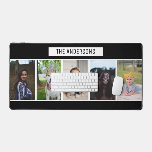 Eenvoudige zwart aangepaste familie vijf foto coll bureaumat (Keyboard & Muis)