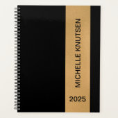 Eenvoudige zwart en goud gepersonaliseerde planner (Voorkant)