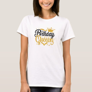 Eenvoudige zwart en goud glitter verjaardag koning t-shirt
