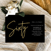 Eenvoudige Zwart en Gouden Glitter 60e Verjaardag Kaart