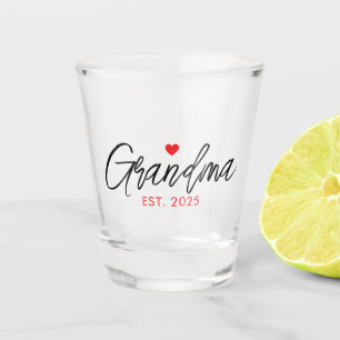Eenvoudige zwart en rood typografie nieuwe oma shot glas