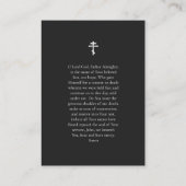 Eenvoudige zwart en zilver orthodoxe begrafenisgeb plaatskaartje (Achterkant)