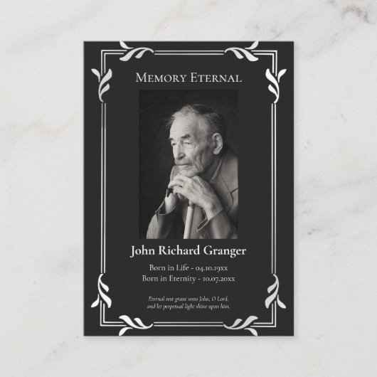 Eenvoudige zwart en zilver orthodoxe begrafenisgeb plaatskaartje (Voorkant)