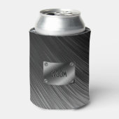 Eenvoudige zwart geborsteld metaal look blikjeskoeler (Blikje Voorkant)