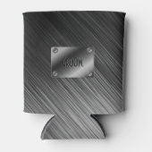 Eenvoudige zwart geborsteld metaal look blikjeskoeler (Voorkant)