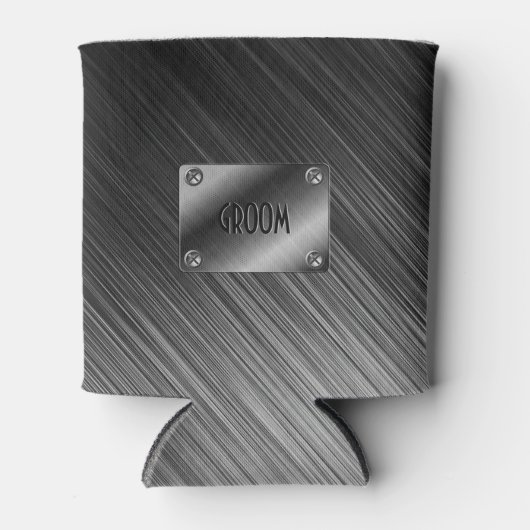 Eenvoudige zwart geborsteld metaal look blikjeskoeler (Voorkant)