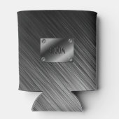 Eenvoudige zwart geborsteld metaal look blikjeskoeler (Achterkant)