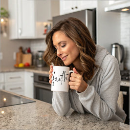 Eenvoudige zwart geloof bijbel verse kalligrafie t koffiemok