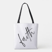 Eenvoudige zwart geloof bijbel verse kalligrafie t tote bag (Achterkant)