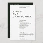 Eenvoudige zwart gespleten marge bruiloft ceremoni programmakaart (Voorkant / Achterkant)