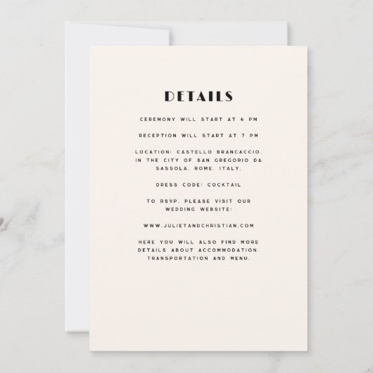 Eenvoudige zwart golvende rand boog bruiloft kaart (Achterkant)