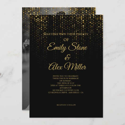 Eenvoudige Zwart & Goud Elegante Minimalistische A Kaart (Voorkant / Achterkant)