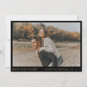 Eenvoudige zwart goud foto beste dag ooit bruiloft bedankkaart (Voorkant)