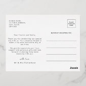 Eenvoudige zwart goud foto bruiloft dank u folie uitnodiging briefkaart (Achterkant)