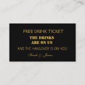 Eenvoudige zwart & gouden bruiloft Drink Ticket Vo (Voorkant)