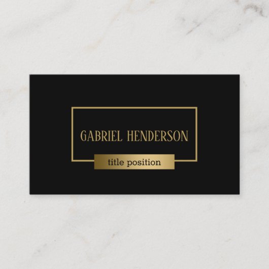 Eenvoudige zwart-gouden combinatie visitekaartje (Voorkant)