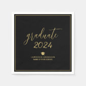 Eenvoudige zwart-gouden klasse van 2024 Afstuderen Servet (Voorkant)