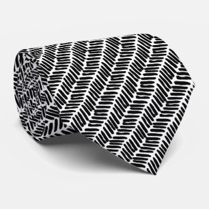 Eenvoudige Zwart Grijs Wit Abstract Zigzag Strepen Stropdas