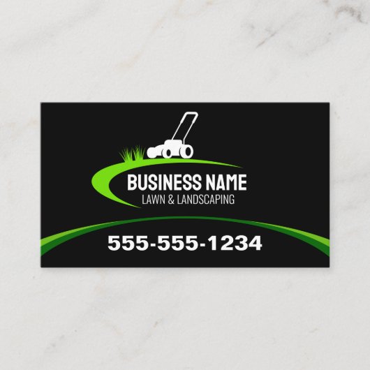 Eenvoudige zwart groen graslandschap maaien servic visitekaartje (Voorkant)
