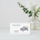 Eenvoudige zwart & groene kat illustratie dierenar visitekaartje (Staand voorkant)