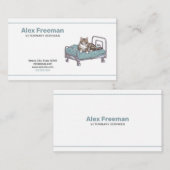 Eenvoudige zwart & groene kat illustratie dierenar visitekaartje (Voorkant / Achterkant)