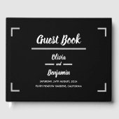 Eenvoudige zwart handgeschreven script bruiloft gastenboek (Voorkant)