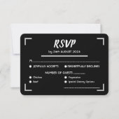 Eenvoudige zwart handgeschreven script bruiloft RSVP kaartje (Voorkant)
