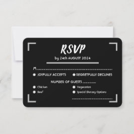 Eenvoudige zwart handgeschreven script bruiloft RSVP kaartje