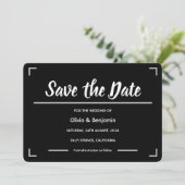 Eenvoudige zwart handgeschreven script bruiloft save the date (Staand voorkant)